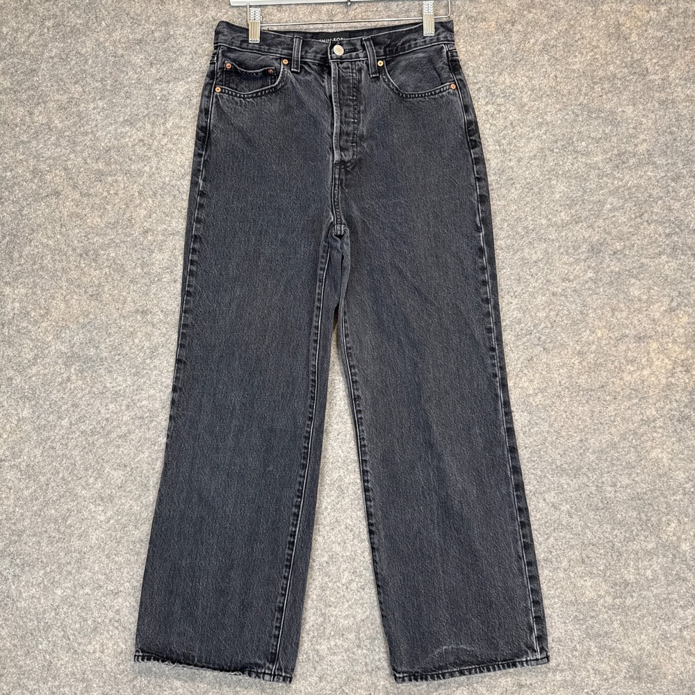 Denim Forum Farrah High Rise Wide Leg Jeans Womens 28 L (fits 27x27) Black Denim